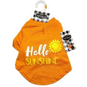 Woof Small Dog Hello Sunshine Orange Pet T-Shirt With Sun Graphic